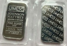 1 troy oz  JM .999  Fine Silver Bar with serial number 84.00 per troy oz