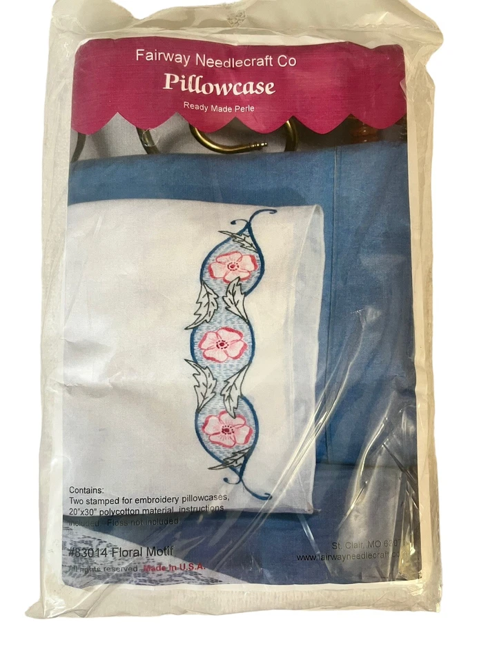 Fundas de almohada Fairway Needlecraft 83014 con motivos florales bordadas agujas NUEVAS DE COLECCIÓN Foto 2 de 4