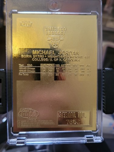 Tarjeta de novato Fleer 1996-97 oro 23k Michael Jordan 1987 firmada grado It gema como nueva - Imagen 11 de 14