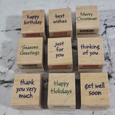Rubber Stamps Lot of 9 Small Hero Arts Greetings Crafts