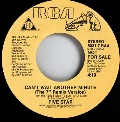 Five Star Can't Wait Another Minute 45 rpm Record Promo
