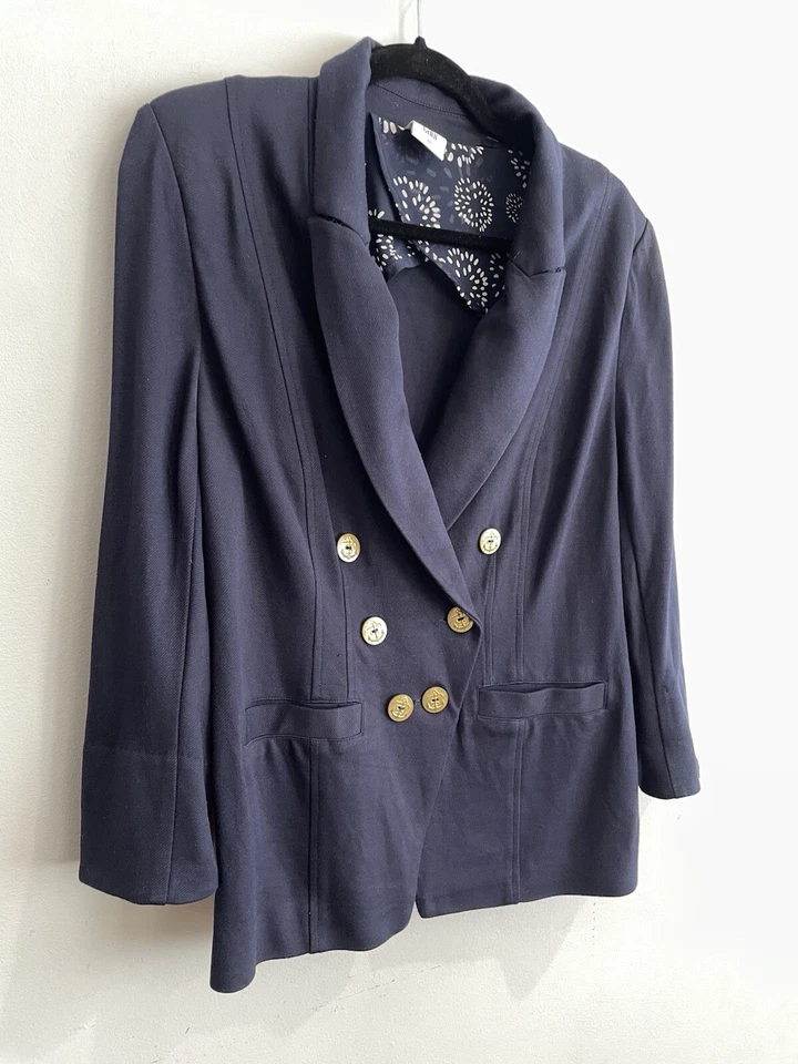 Blazer Cabi Grand Slam Azul Marino Dorado Botón Náutico Preppy Clásico Academia 14 Foto 2 de 4