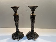 Antique beautiful danish Denmark pair candlesticks silver