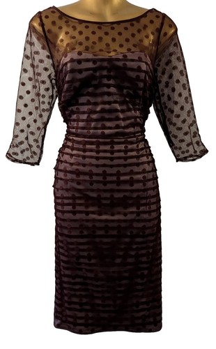 COAST womens burgundy 3/4 sleeve dobby spot mesh occasion dress size 12 wedding - Picture 17 of 17