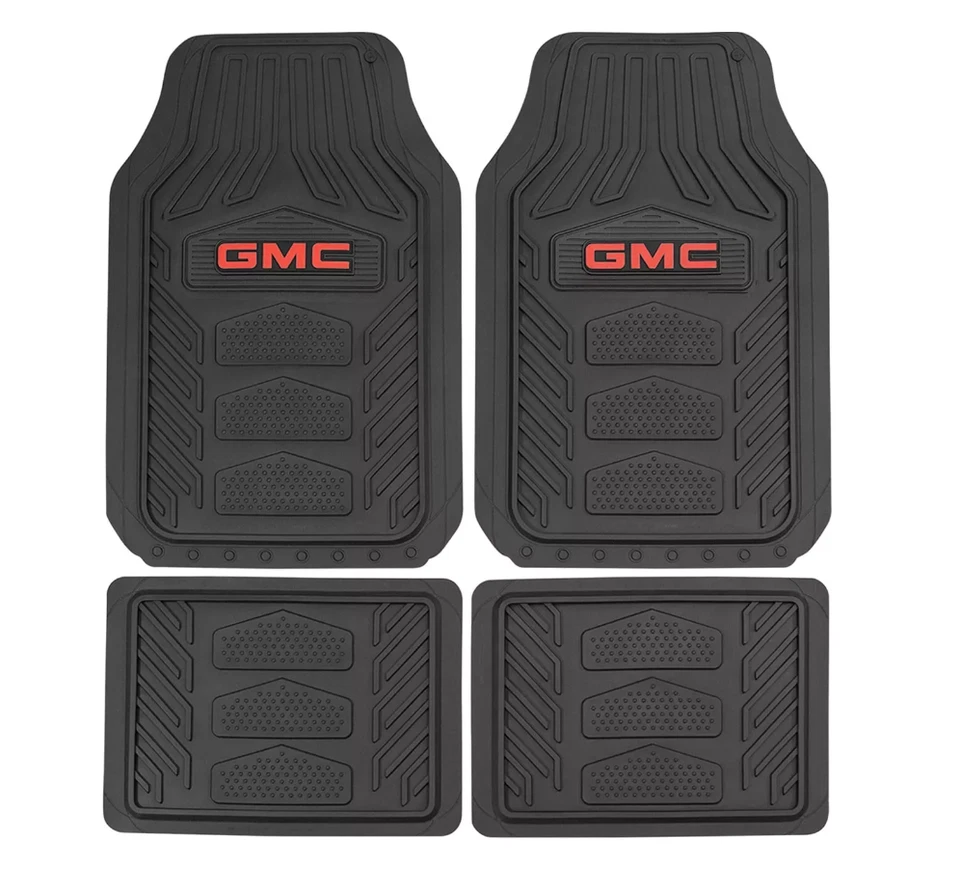 New 3pc Set GMC Red Logo Truck SUV Front Rubber All Weather Floor Mats  Keychain Foto 2 de 4