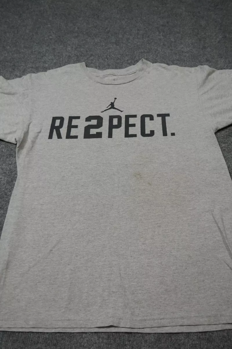 Vintage Jordan Shirt Mens Medium Gray Derek Jeter Respect Nike Casual  Cotton Men