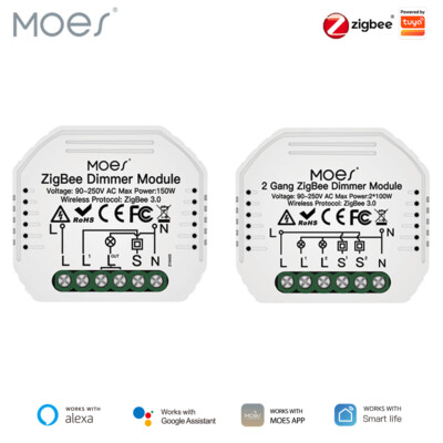 MOES ZigBee Smart Dimmer Lichtschalter Modul Unterputz Relais Alexa Google App