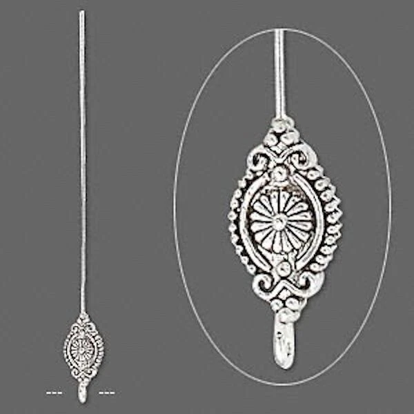 4 антикварных посеребренных булавки длиной 3-3,5 дюйма 17x10 мм * - Изображение 2 из 3