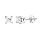 1/2 Ct Princess Cut  Stud Earrings For Women's In Sterling Silver