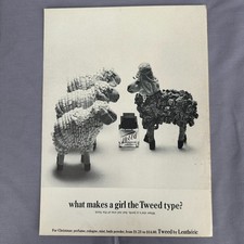 1964 Tweed by Lentheric Perfume Ad Rare Sheep...