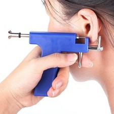 Stainless Steel Body Piercing Gun Kit with Case Tools Safe, Easy, No Studs