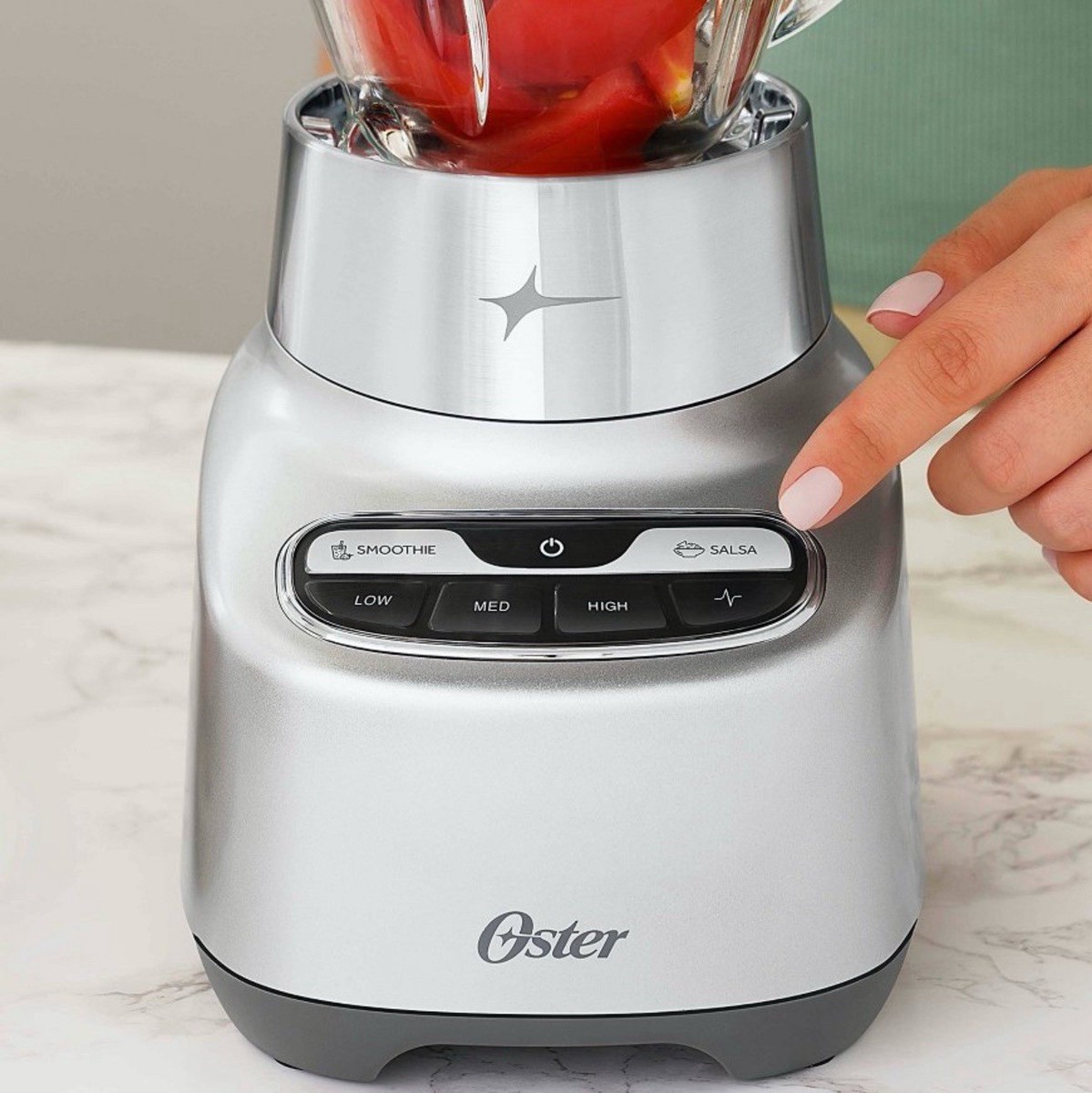 Oster in One Touch Blender-Stainless Steel Glass Jar Speeds Smoothies