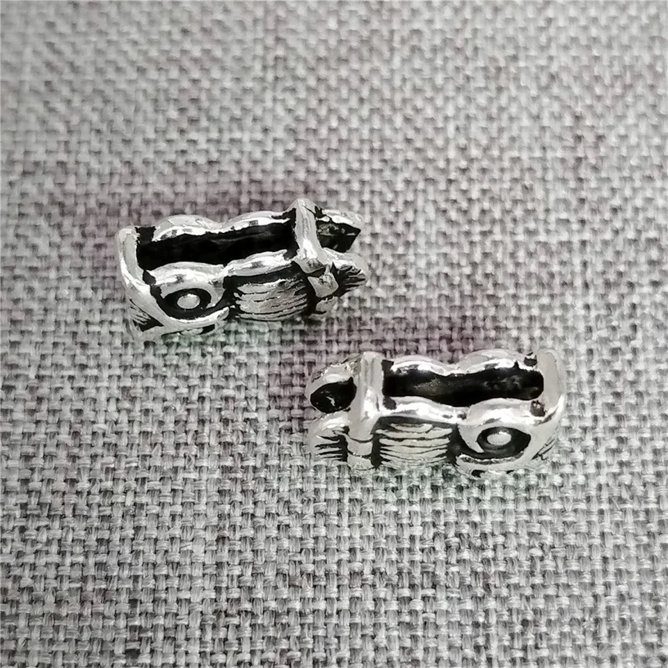 4 Stck. 925 Sterling Silber Eule Perlen 2-seitig Vogel Tier Zwischenring für - Bild 3 von 4
