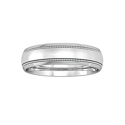 Ehering 9 kt Weißgold Jewelco London Court Satin Perlen Rand Band 5 mm
