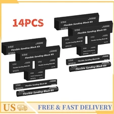 14 Pcs Sanding Block Kit Flexible Foam Wet or Dry Various Sizes Reusable EVA US