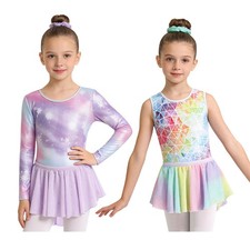 Kids Girls Outfits Team Dancewear Dance Bodysuit Sequined Set Ballet Vest 3Pcs