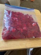 1000 Pack of Solid Colored Bingo Chips 3/4  Opaque Plastic Markers Red