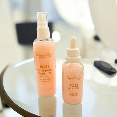 (3) Set of 2 Global Beauty Rose Face Milk Soothe Nourish & Milky Facial Hydrator
