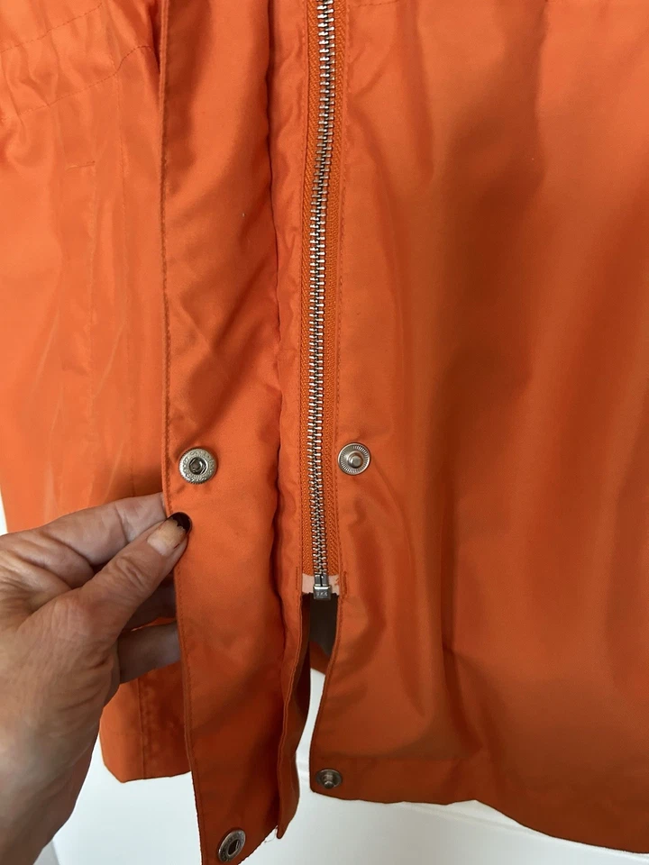 Chaqueta de lluvia Lands End naranja para mujer cremallera completa y capucha frontal extraíble XL Foto 3 de 4