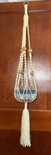 NEW BOHO Macrame Plant Hanger 53  Cream Colored Macrame Hanger with Beads