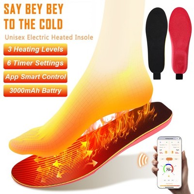 UP TO 16 HOURS Cuttable Bluetooth Heated Insoles Feet Heater Foot Winter Warmer
