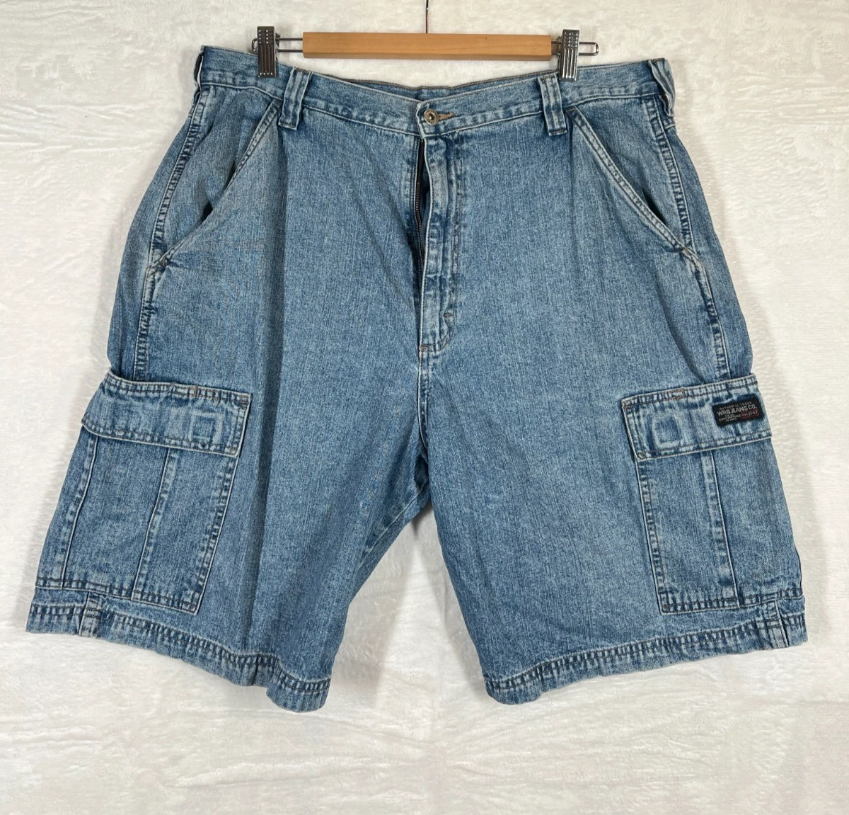 Wrangler Denim Cargo Shorts W36 Blue Carpenter Workwear Casual