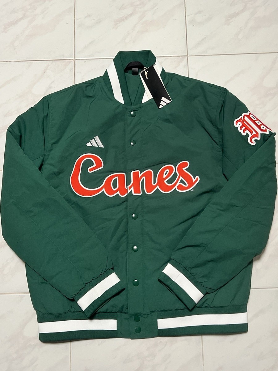 Men M Adidas Miami Hurricanes Green Canes Coaches Bomber