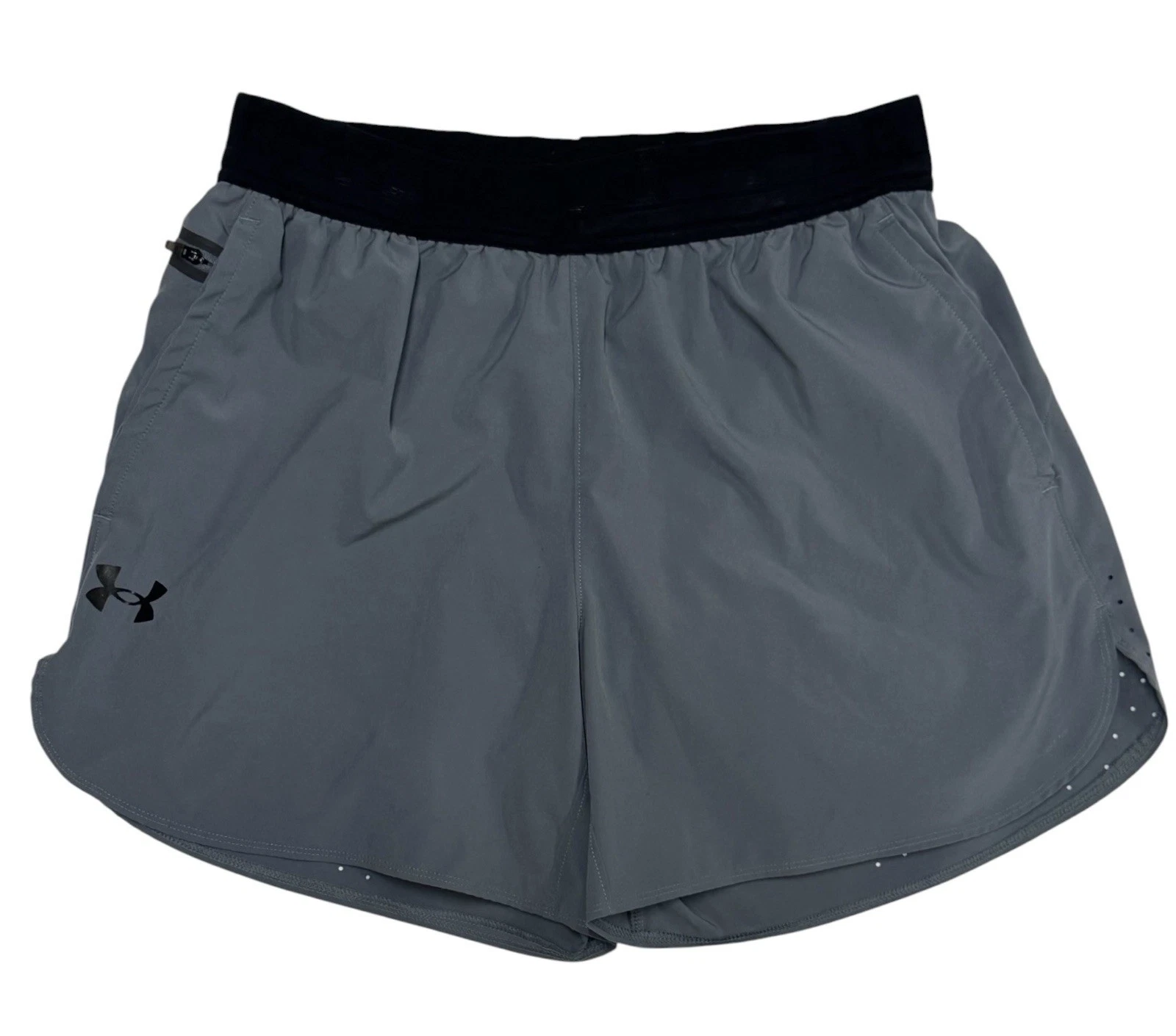 Under Armour UA Vanish Elite 2-in-1 Lined Gray Black Running Shorts Size Large