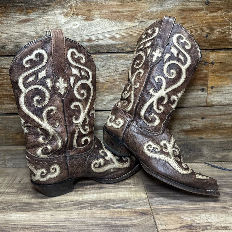 Tony Lama Earth Santa Fe VF3024 Mujer Punta Corta Botas Vaqueras Occidentales EE. UU. 8.5B Foto 4 de 4