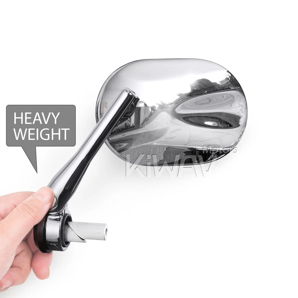 Par de espejos retrovisores cromados STARK tapa pesada ovalada para barra hueca de 7/8" se adapta a Honda Foto 3 de 4