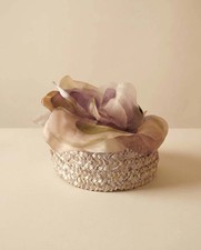 Vintage Lavender Floral Pillbox Hat  1960s Flower Fascinator  Pastel Purple
