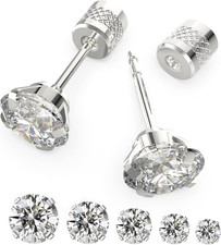 5-6 Pairs Push-In Flat Back Stud Earrings Hypoallergenic Surgical Stainless Stee