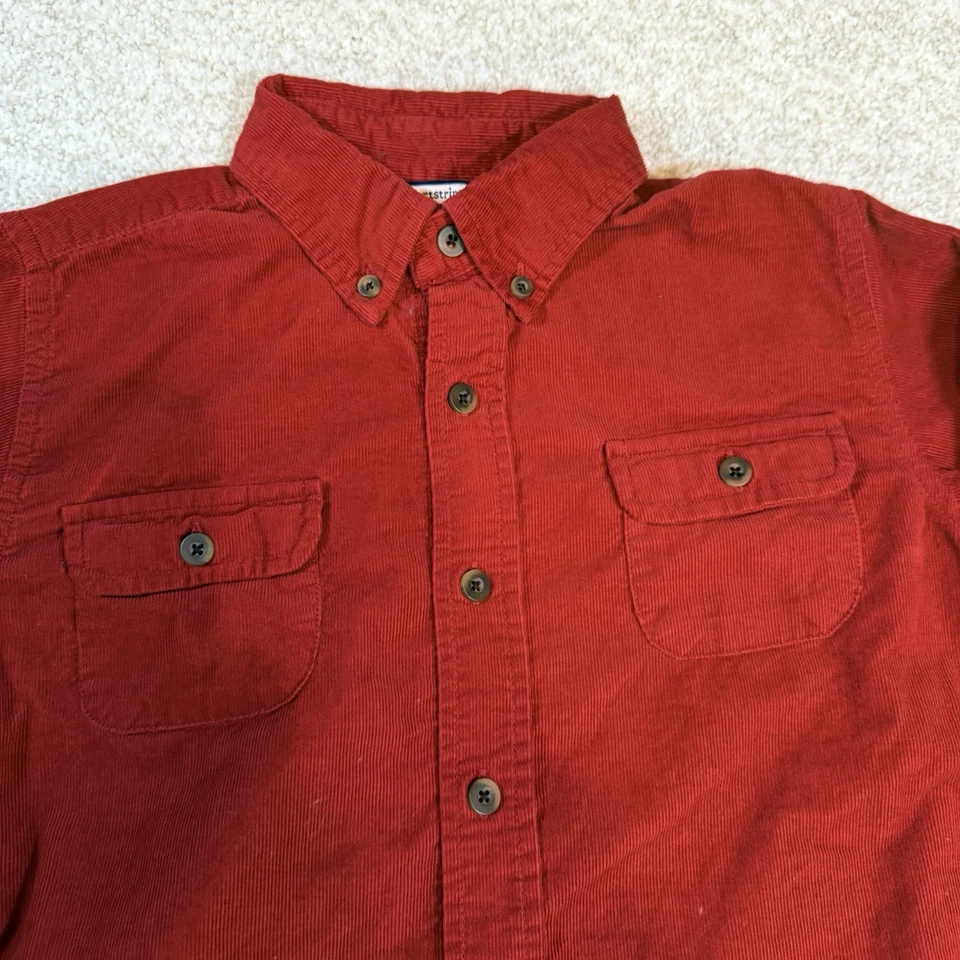 Camisa Hartstrings Niños Talla 7 Pana Roja Abotonada Manga Larga 100% Algodón Foto 2 de 4