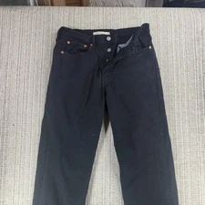 Levis Wedgie Straight Jeans Womens 28 Black High Rise Button Fly Denim Pants