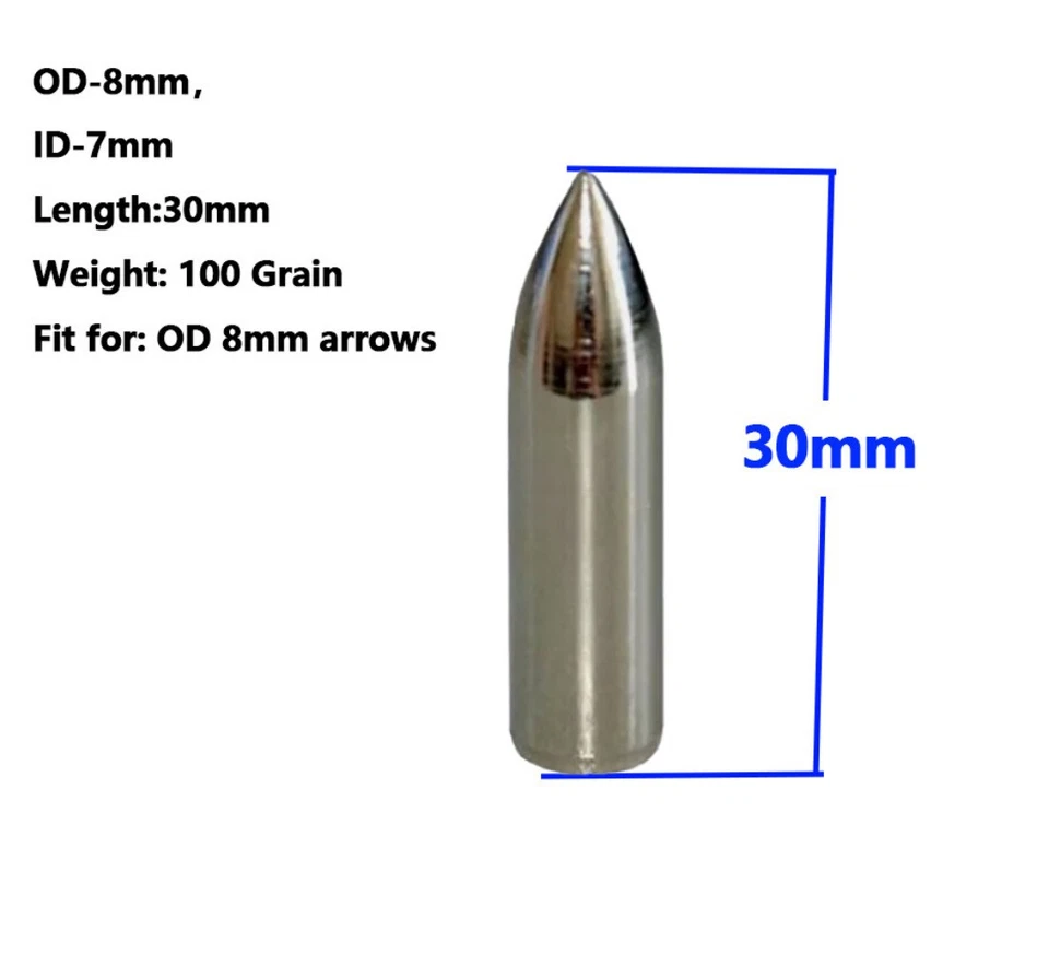 24Pcs Bullet Arrowheads Practice Target Field Points Tips Shaft 8MM Broadheads - Image 2 of 4