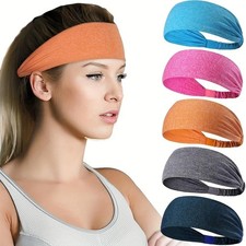 5-Piece Women's Anti-Slip Sports Sweat-Absorbing Headbands Elastic Yoga Fitness