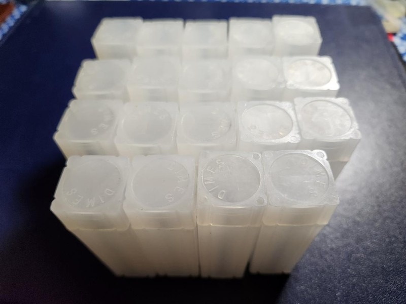Square Archival Plastic Coin Tubes Lot Of 19  Dime Storage Tubes