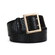 Women's Black Wide Belts, Black Leather Waist Belts for Women, Faux Leather B...