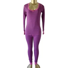 STEVE MADDEN Womens Size Small Pink Thermal 2 Piece PJ Pajama Set Shirt Pants