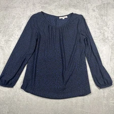 Ann Taylor LOFT Women’s Navy Blue/Black Animal Print Leopard Shirt Size Medium