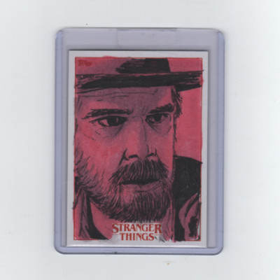 STRANGER THINGS SEASON 1 JIM HOPPER SKETCH CARD BY ARTIST ALLEN GRIMES   1/1!