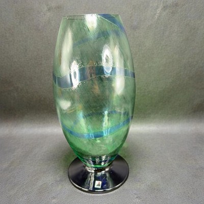 Bohemian Czech Republic Tall Art Glass Vase Vessel Atelier Morava Glass 11.5inch
