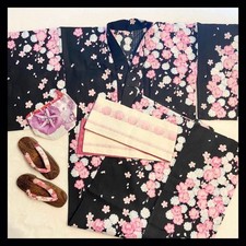 Yukata set completo donna motivo floreale Geta coulisse Obi Yukata festival