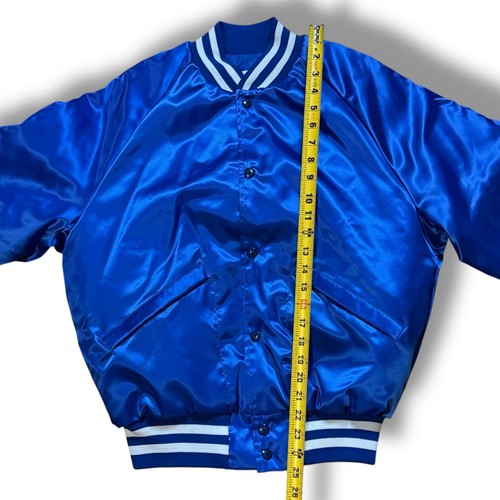 New Old Stock King Louie Pro Fit Bomber Mens Blue High Shine Snap Jacket Sz S - Picture 4 of 7