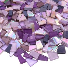 9oz Art Deco Mosaic Tiles - Irregular Purple Glass for Creative DIY Projects