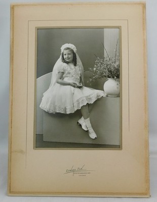 Vtg Photo First Communion 1950s Girl Veil Rosary Edward Fox Studio Chicago 5 x 7