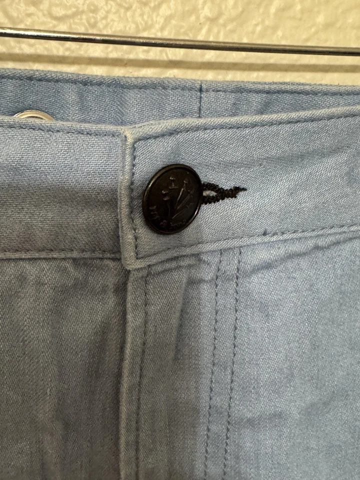Pantalones Cortos Rag & Bone Para Mujer 31 Azul Claro Cambray Marinero Ojal Cintura Hechos en EE. UU. Foto 4 de 4