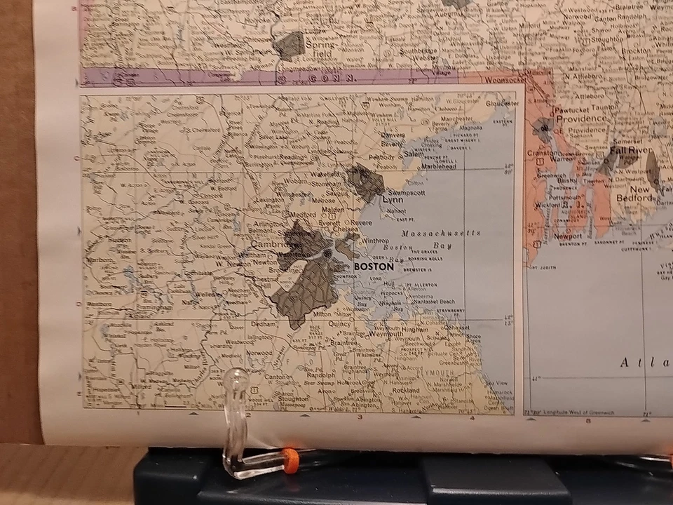 1961 Vintage MASSACHUSETTS Authentic Atlas Map Life Pictorial Atlas of the World - Image 4 of 4