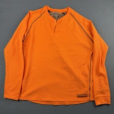 Realtree Mens L Blaze Orange Thermal Henley Shirt Long Sleeve Waffle Hunting