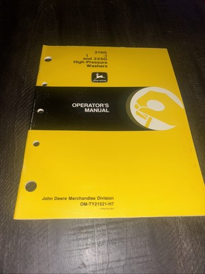 #ad #ad John Deere 215G and 225G High Pressure Washer Operators Manual OM TY21521 H7 $11.31